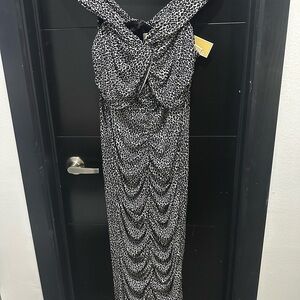 Michael Kors Black and White Patterned Maxi Dress